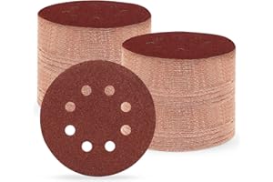 Huopueit 150 Pezzi Dischi Abrasivi 125 mm, grana 60 Carta Vetrata Abrasiva 8 fori per Levigatrice Orbitale Casuale (150 pezzi,grana 60)