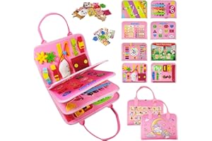 TenFans Busy Board - Juguetes Montessori para niños de 1, 2 y 3 años, Juguetes sensoriales para niños pequeños de 1 en adelante, Regalos para niñas Que aprenden Habilidades motoras Finas, Actividades