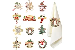 BOFUNX 12pcs Anelli Portatovaglioli Natale in Metallo Portatovaglioli Natalizi Anelli di Tovagliolo di Natale Decorzioni da Tavola per Festa Natale Cena Anniversario