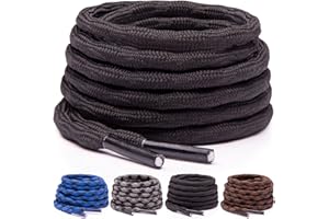 Miscly Cordones Redondos de Botas [3 Pares] Antideslizantes y con Forma Entrelazada, Cordones Resistentes Ideales para Botas, Botas de Trabajo y Zapatos de Senderismo