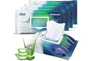 FIFTHPULSE Disposable Body Wipes For Adults (5 x 40 Packs) - Premoistened Body Wipe For Adult Bathing Infused With Aloe and Lanolin - Alcohol-Free Wipes For The Elderly Extra Large - 20x30 cm Washcloths