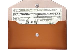 Cobee Portefeuille en cuir synthétique pour espèces, enveloppe imperméable et réutilisable pour femmes et filles (marron)