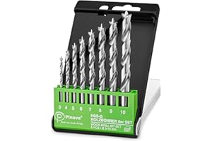 Pinava® Zestaw wierteł do drewna 3-10 mm [trwałe ostre i precyzyjne] HSS-G zestaw wierteł - 8-częściowy zestaw wierteł do drewna - zestaw wierteł do czystego wiercenia