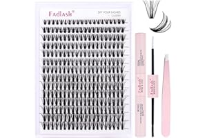 Fadlash Kit Extension Cils 0.07 D Cornée 8-16mm 50D Faux Cils Cluster Cils Kit Individuels DIY de Cils Avec Bond And Seal,Pince A Epiler Faux Cils Réutilisables