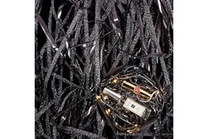 Dwafill Geschreddertes Papier Füllmaterial 200g, Füllmaterial Geschenk, Ostergras Papier, Geschenk Füllung Papier, Ostergras, Deko Füllung für Geschenkbox Geschenkkorb (Schwarz)