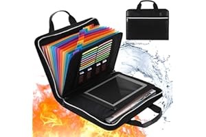 Wikay Sac de Documents ignifugé, Sac de Rangement de fichiers étanche et Ignifuge, Sac Ignifuge de Grande Taille pour Argent, Passeport, Certificat important (36.5x25x2cm), pour la Maison, Le Bureau