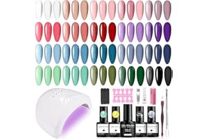 GELFAVOR Kit Vernis Semi Permanent avec UV/LED 48W Lampe Bleu Violet Rose Vert Rouge 20 couleurs Gel Vernis à Ongle Gel Complet Kit Cadeau Femme Fête