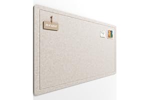 FLUXYNARA Fluxnara Bulletin Board,90 x 60cm Cork Board Alternative with 12 Safe Removable Adhesive Tabs, Foldable Felt Pin Board for Home Office, Classroom, Bedroom,Entryway for Walls— Oatmeal