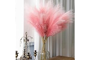 GEFIRE 30 Piezas Pampas Secas Decoracio Degradado Rojo Brillante Hierba Artificial de Pampa 55cm Flores Secas Hierba de la Pampa Deco,Hierba de Pampa Esponjosas Decoración del Hogar y para Bodas