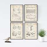 Nacnic Bleu - Paquet De 4 Feuilles Les Brevets VELOS 2. Définir Des Affiches Des Inventions Des Anciens Brevets. Choisissez La Couleur Que Vous Aimez. Imprimé Sur De Haute Qualité De 250