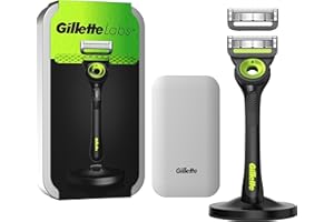 Gillette Labs Máquina De Afeitar hombre Con Barra Exfoliante, Estuche De Viaje, 2 Recambio, cuchillas de afeitar