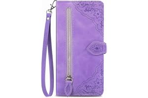 NEXCURIO Étui à Rabat Coque Folio pour Google Pixel 7 Pro 5G Housse de Protection Flip Cover Case en Cuir PU Portefeuille avec Cordon et Porte Cartes Femme Fleur - Violet