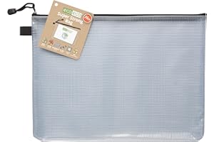 eco-eco A4+ 95% Recycled Super Strong Bag, Waterproof Mesh Tuff Bag, Reinforced, Black Zip Closure, eco039