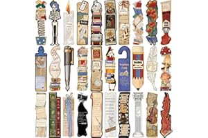 CUNEGRA 30 Pcs Paper Bookmarks for Book Lovers, Vintage Reading Themed Bookmark Set, Creative Bookmarks Aesthetic Book Accessories Gifts for Book Friends (1.57 x 5.91Inch)