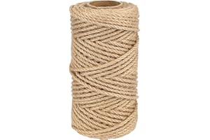 jijAcraft Cuerda de Yute Cordel 4mm, 50 Metros Cuerda para Decoración, Cuerda de Jardín para Manualidades Bricolaje Jardinería Embalaje