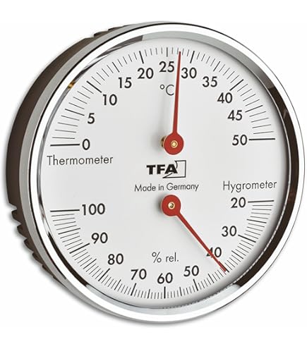 TFA Dostmann Analoges Thermo-Hygrometer - Misst Temperatur & Luftfeuchtigkeit, Silber/weiß