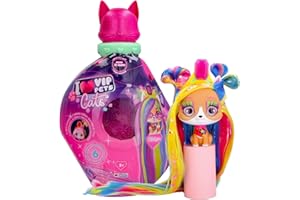 VIP PETS Cats Melissa, Muñeca Gatita Coleccionable que Brilla en la Oscuridad con Pelo Largo a Peinar y 15 Accesorios - Juguete Regalo para Niñas y Niños +3 Años