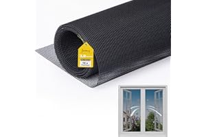 fowong Upgrades Fliegengitter Fenster mit 10x Reißfestigkeit Nanogitter, 122x252cm Extra Stabilität, DIY Fliegennetz Ersatz für Fliegengitter Balkontür Dachfenster, Schwarz, Geruchsneutral