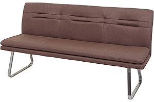 Mendler Panca Imbottita Soggiorno da Interni Sala da Pranzo HWC-H70 Tessuto Acciaio Inox Marrone 180cm