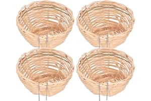 Natudeco 4 Nidi per Uccelli Fatti a Mano Casetta per Uccelli Robusto Ele Nido per Uccelli in bambù Forniture per Uccelli Gabbia per Uccelli con Gancio per Piccoli Pappagalli Canarini Cockatiels