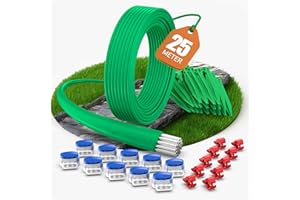 COZCLAM 25m Cable Delimitador +25 Piquetas +10 Conectores Cable +10 Terminales Conexión para Robot Cortacésped, Cable Perimetral Robot Cortacesped, Kit de Accesorios Compatible con Gardena/Bosch/Worx