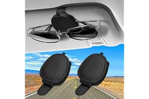 sitarcmin 2 Stück Brillenhalter für Auto, Brillenhalterung Sonnenblende, Magnetische Brillenhalterung Schwarz, Lederbrillenhalter für Brille Stift und Rechnungen Mobil ohne Spuren