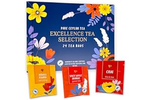 Cadeau à thé dans une boîte cadeau, collection de thé noir et thé vert sélectionné, coffret cadeau à thé avec une sélection de thés noirs et de thés verts (24 x 1,5 g = 36 g, Excellence Tea Selection)