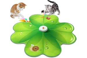 FEELNEEDY Giochi per Gatti, Puntino Rosso LED Mobile, Gioco di Caccia al Tesoro per Gatti, Piume Nascoste Mobili, Giocattolo Ricaricabile per Domestici