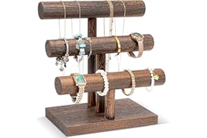 ProCase Porta Bracciali in Legno a 3 livelli, Espositore per Braccialetti, Organizer Bracciali Orologi - Marrone