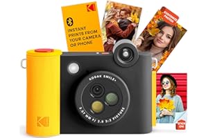 ‎KODAK KODAK Smile+ Bezprzewodowy cyfrowy aparat do natychmiastowego druku z obiektywem zmieniającym efekt Papier fotograficzny ZINK 5 x 7,5 cm, kompatybilny z urządzeniami iOS i Android - Czarny, Black