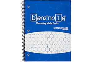 BENZNOTE, Spiral Notebook, for Organic and Bio Chemistry, 8-1/2" x 11", Hexagonal Graph Rule, Green Lined, 3-Hole Punched, Perforated Edges, 112 Pages