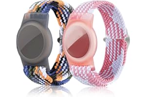 DLENP Kinderarmband für AirTag, 2er Pack Air Tag Armbänder kompatibel mit AirTag Koffern, Verstellbarer GPS Tracker Fall Uhrenarmband Radius 4,5 bis 7,2 Zoll (dunkelblau + weiß rosa).