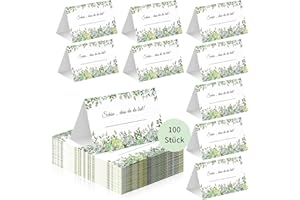 XUWAIDSGN 100 Stück Tischkarten Hochzeit Namenskarten für gäste Platzkarten zum Beschriften Hochzeit Sitzplatzkarten Namensschilder Eukalyptus grün Tischkarten für Hochzeit Geburtstag Taufe Feier Kommunion