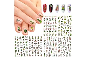 TaimeiMao Nagelsticker Weihnachten, 6 Blatt Selbstklebend, Nagelaufkleber, Nail Art Sticker, Cartoon, PVC, Nagel, Handy, Basteln, Sammelalbum, Grün, Einmalgebrauch, Indoor, Weihnachten