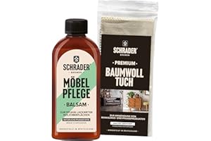 ‎SCHRADER BREMEN SCHRADER Möbel Pflege Balsam Set - Pflegemittel für lackierte Holzoberflächen mit Poliertuch - 2-teilig - Made in Germany