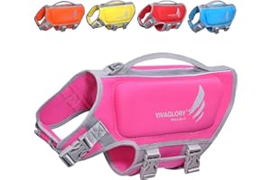 VIVAGLORY Léger Veste Flottante pour Chien, Gilet de Sauvetage en Néoprène Respectueux de la Peau avec D-Ring et Boucle à Dégagement Rapide, Rose