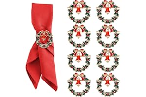 ACTOYS Portatovaglioli Natalizi, Porta Tovaglioli Natale, Ferma Tovaglioli Natalizi, Anelli di Porta Tovagliolo, Portatovaglioli, Addobbi Tavola Natalizia, Capodanno (Campanelle 8, S)