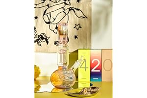 SUMMER SUNSET LTD Glass Bong with percolate, 80s Swirl Glass Bong with 14.5mm Bong Bowl Height 26.5cm Weight 500g Glass Pipe for Smoking Bongs, Gift for her (Yellow)