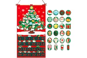 DPKOW Calendario de Adviento Decorativo Merry Christmas de, Calendario de Cuenta atrás navideño no Tejido con 24 Adornos Rellenos.