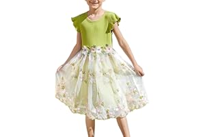 PATPAT Vestido de Fiesta para Niña Sin Mangas Vestidos de Princesa de Tul para Niña con Bordado de Flores, Vestido de Fiesta Vestido de Tutú para Boda, Cumpleaños, Desfile, Bautizo, Banquete, Festival