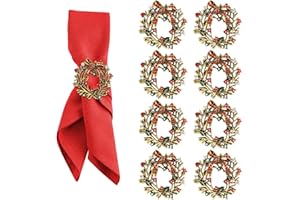 ACTOYS Servilleteros Navidad, Anillos de Servilletas de Navidad, Servilleteros Navidad, Anillos de Servilleta para Decoracion Mesa Navidad, Fiesta, Cena, Año Nuevo (Corona, S)