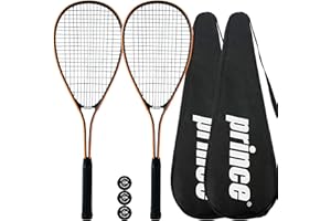 REDIFY Prince Power Ti Lot de 2 Raquettes de Squash + Housses + 3 balles de Squash (Plusieurs Options)