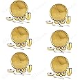 Ebun Heavy Gauge Stainless Steel Dinner Set | Gold PVD Plated Steel Thali Set | Steel Dinner Set for Kitchen | Thali Set for Dinner | Pack of 6 | 42 Pieces | Gold PVD Plated