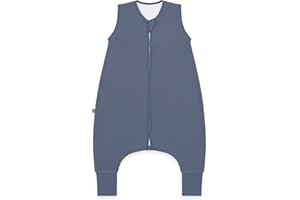 emma & noah Baby Sleeping Bag with Feet, 1.0 TOG, All-Year Sleeping Bag with Legs for Spring, Summer and Autumn, 100% Organic Cotton, Oeko-Tex Certified (Essential Blue, 80 cm)