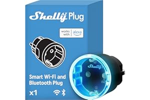 Shelly AZ Plug Schwarz - WLAN Smarte-Steckdose, Leistungsmessung, 12A, 2500W, Frustration-Free Setup, Zeitschaltuhr, Alexa-Zertifizierter Stecker, Smart Home, Kein Hub Erforderlich, Heizung & Kühlung