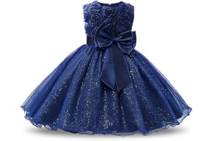 NNJXD Vestido de Fiesta de Princesa con Encaje de Flor de 3D sin Mangas para Niñas