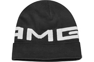 Bonnet tricoté AMG. 100 % coton. Couleur noire et broderie AMG blanche. Produit officiel Mercedes-Benz Collection, Noir AMG, Taille Unique