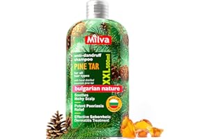 Milva Pine Tar Shampoo for Seborrheic Dermatitis - 500ml Natural Dandruff Shampoo - Anti Dandruff Shampoo - Psoriasis Shampoo - Solution for Dry Itchy and Flaky Scalp Treatment