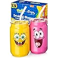 Dragon Glassware x SpongeBob SquarePants Drinking Glasses - 16 oz Glass Cups with Lids and Straws Set of 2 - SpongeBob Cups with Lids and Straws - Reusable Sipper Tumbler - Character Faces