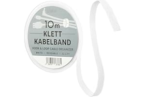 LIVAIA Attache-câbles blanc, réutilisable et auto-adhésif: 10m de ruban agrippant pour le rangement du bureau - Organisateur de cable et fil électrique sous forme de rouleau adhésif par LIVAIA